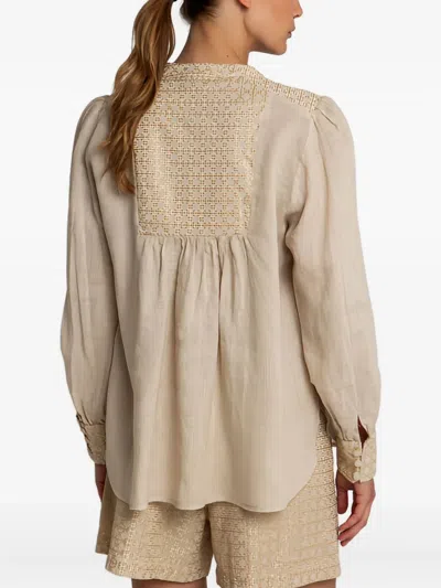 Greek Archaic Kori Cross-print Blouse In Neutral