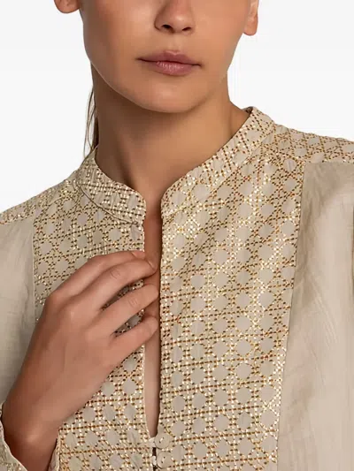 Greek Archaic Kori Cross-print Blouse In Neutral