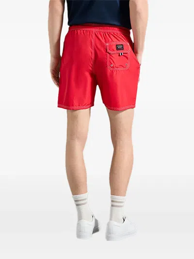Paul & Shark Drawstring Swim Shorts In Red