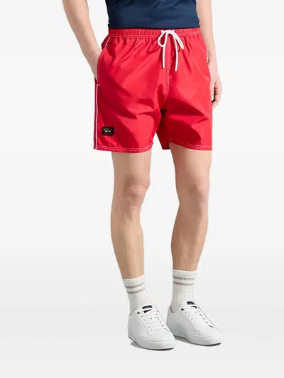 Paul & Shark Drawstring Swim Shorts In Red