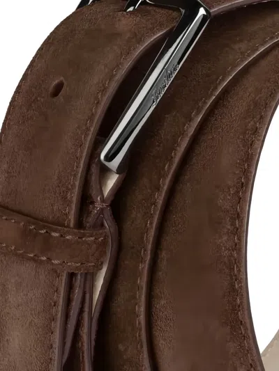 Aurélien Suede Buckle Belt In Brown