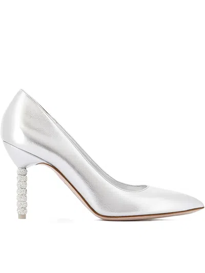 Sophia Webster 85mm Jasmine Embellished Pumps In Silver