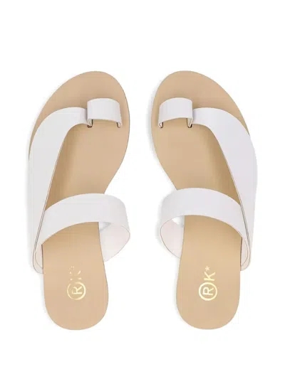 Rk Toe-strap Flat Sandals In White
