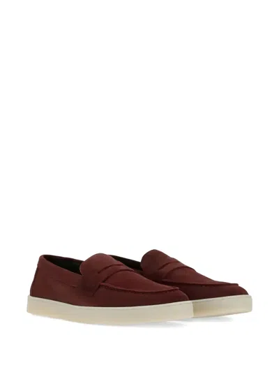 Canali Suede Slip-on Sneakers In Red