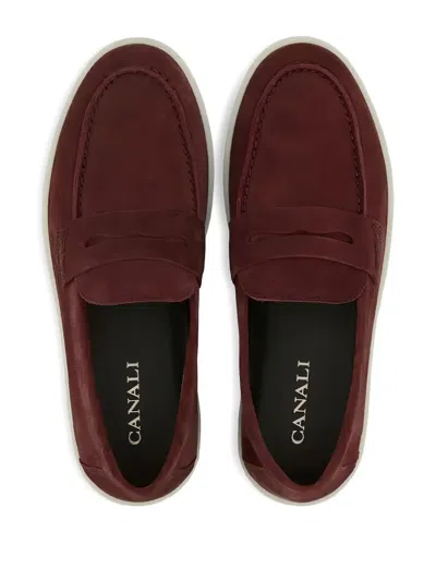 Canali Suede Slip-on Sneakers In Red