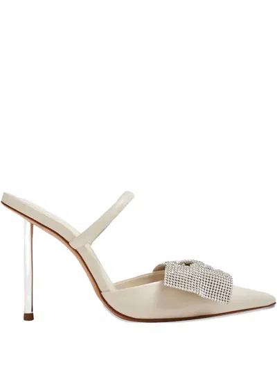 Schutz 100mm Leather Heeled Sandals In Neutral