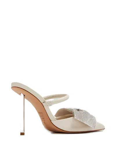 Schutz 100mm Leather Heeled Sandals In Neutral