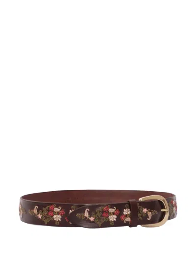 Orciani Embroidered Belt In Brown