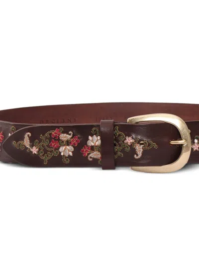 Orciani Embroidered Belt In Brown