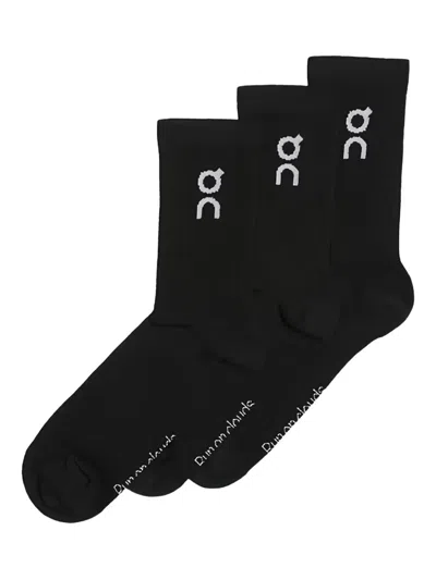 On Logo-intarsia Socks (pack Of Three) In Black