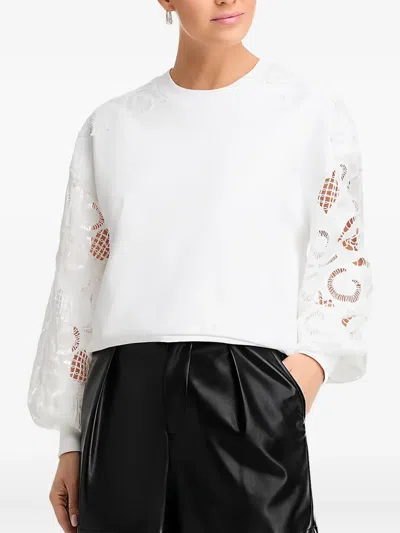 Cinq À Sept Cinq A Sept Embroidered Paisley Pullover Sweatshirt In White