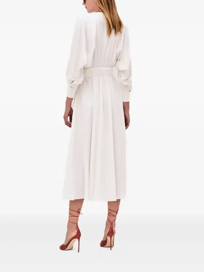 Alexis Viro Gathered Cotton-blend Midi Dress In White