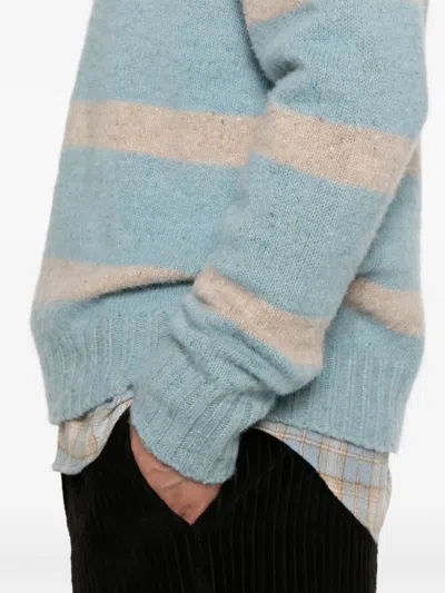 Diana Studio Striped Crew-neck Sweater In Blue