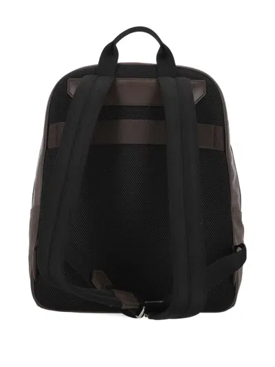 Bally Zip Striped Backpack In Brown