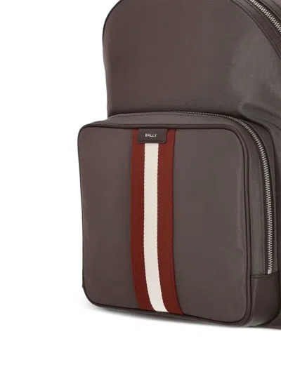 Bally Zip Striped Backpack In Brown