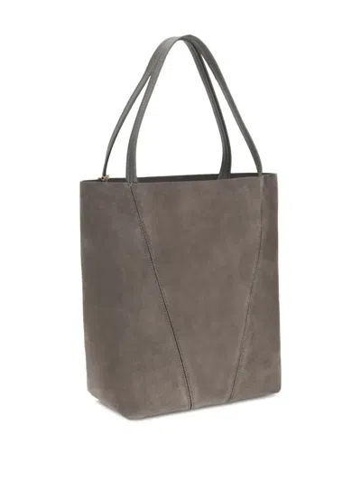 Chloé Spin Suede Tote Bag In Gray