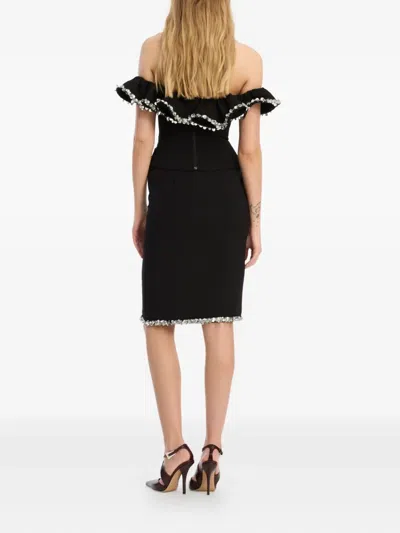 Rotate Birger Christensen Crepe Ruffle Top In Black