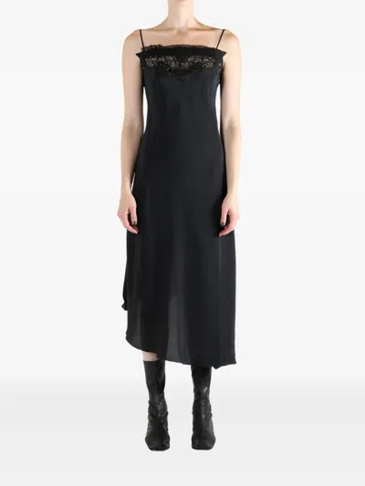 Marc Le Bihan Laced Asymmetric Midi Dress In Black