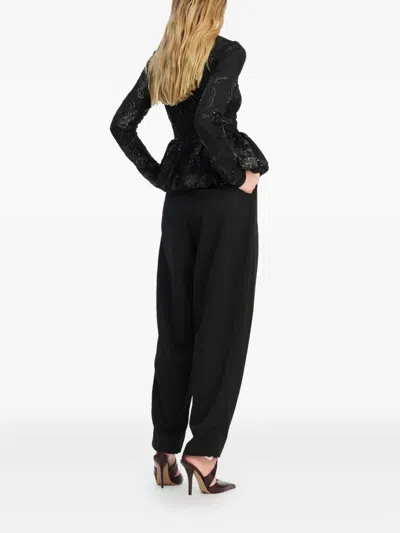 Rotate Birger Christensen Sequin-embellished Peplum-hem Top In Black