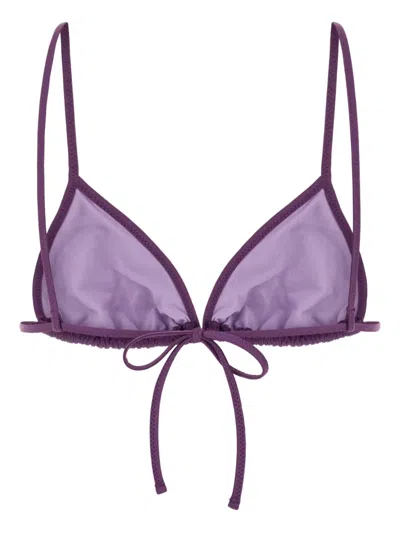 Gimaguas Triangle Cup Bikini Top Featuring Eyelet Embellishments In Purple