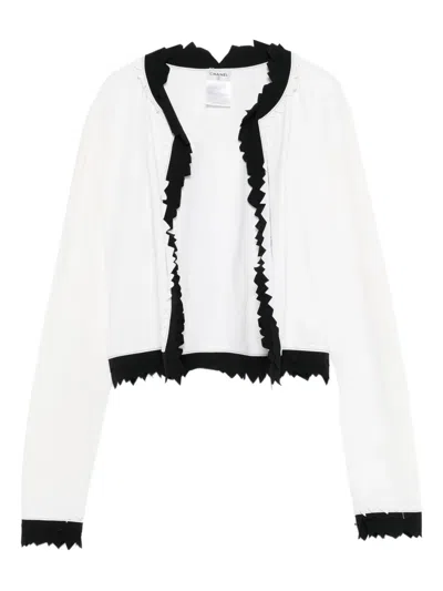 Pre-owned Chanel 2001 Cropped Jacket In White