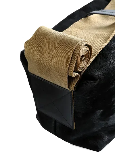 Uma Wang Medium Leather Shoulder Bag In Black