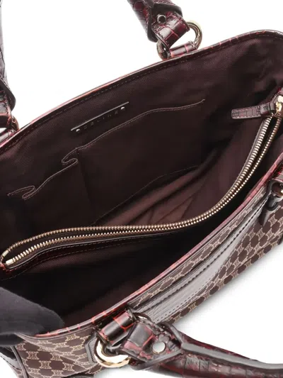 Pre-owned Celine Macadam Crocodile-effect Tote Bag In Brown