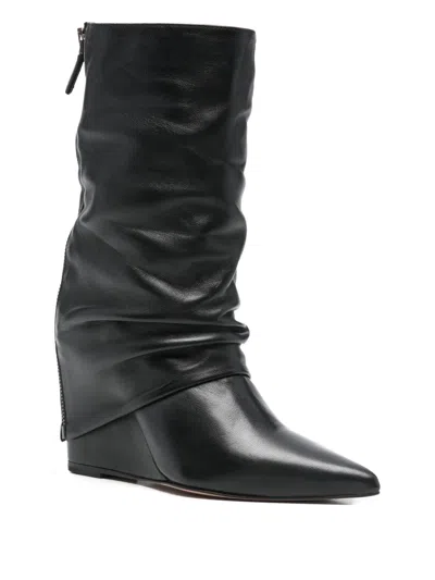 The Seller High Heels Boots In Black Leather In Black