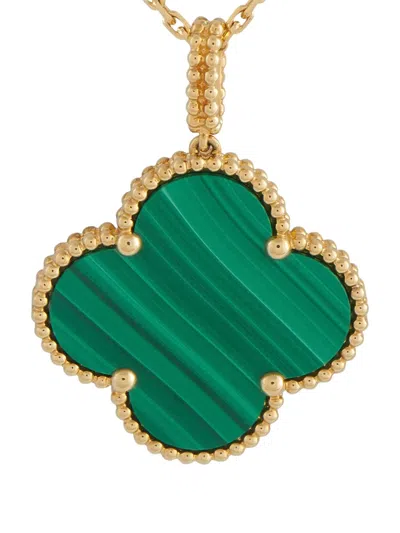 Pre-owned Van Cleef & Arpels 18k Yellow Gold Magic Alhambra Malachite Necklace