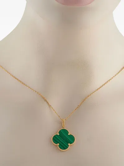 Pre-owned Van Cleef & Arpels 18k Yellow Gold Magic Alhambra Malachite Necklace