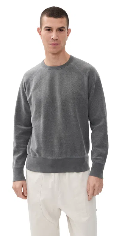 Save Khaki All American Twill Back Terry Crew Sweatshirt Black In Gray