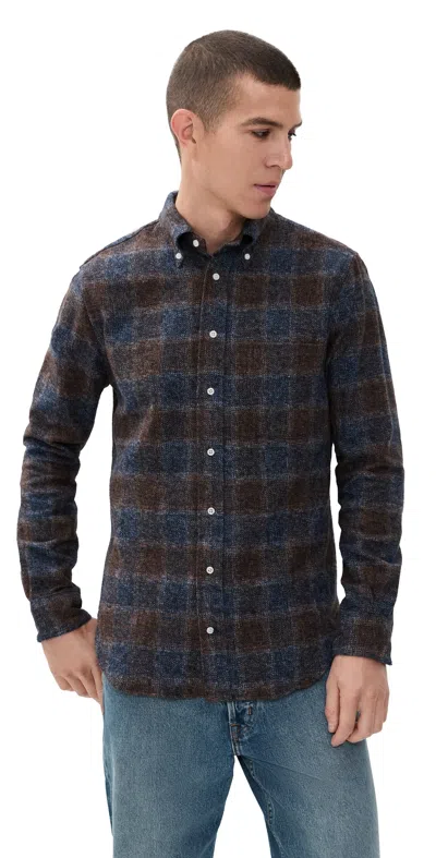 Gitman Vintage Cotton Tweed Check Shirt Brown In Brown