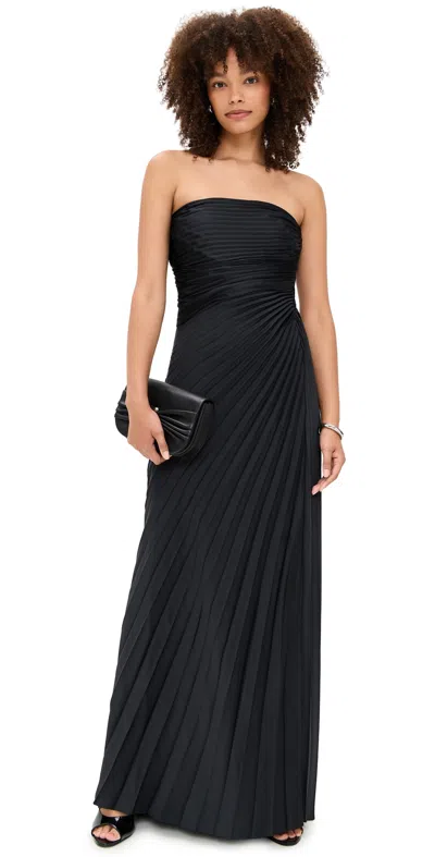 A.l.c . Bianca Pleated Strapless Gown In Black