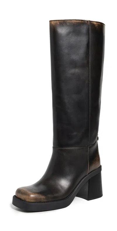 Coach Sculpted C Tall Boot In Loved Leather In Black