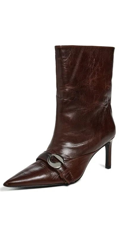 Coperni Ankle Heeled Belt Boot In Brown