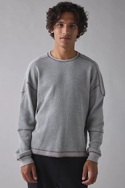 Standard Cloth Hat Trick Thermal Long Sleeve Tee In Grey, Men's At Urban Outfitters In Gray