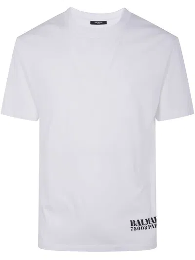 Balmain Small " Stamp" Regular Fit T-shirt Clothing In White