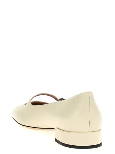 Valentino Embellished Square Toe Ballet Flats With Low Block Heel In White