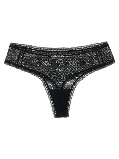 Eres Sheer Lace Detailed Elastic Waist Briefs In Black