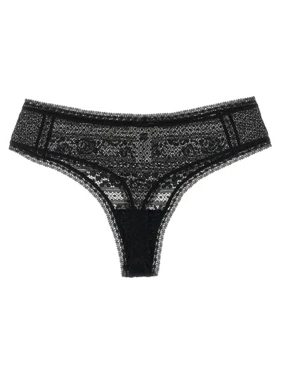 Eres Sheer Lace Detailed Elastic Waist Briefs In Black