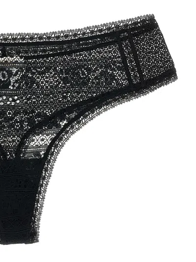 Eres Sheer Lace Detailed Elastic Waist Briefs In Black