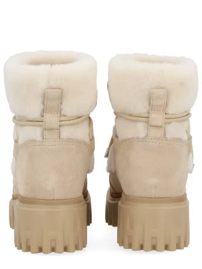 Hogan Cream Boots In Neutral