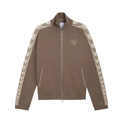 Pre-owned Puma X Represent T7 Knit Jacket 'pine Bark' | Brown | Men's Size S