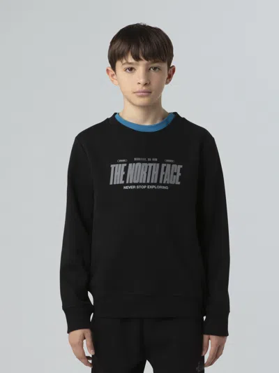 The North Face Boys Reflective Logo Relaxed Sweatshirt In Black
