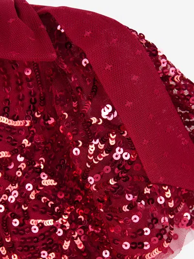 Needle & Thread Girls Sequin Ribbon Bow Dress In Red