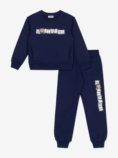 Moschino Kids Bear Logo Tracksuit In Blue