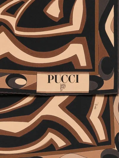 Pucci Abstract Pattern Square Scarf In Lightweight Fabric In Black