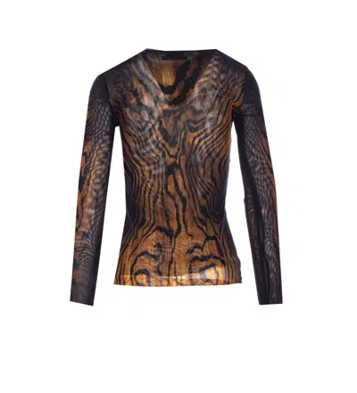 Jean Paul Gaultier Top The Wood In Tulle Stampato Donna In Multi