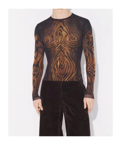 Jean Paul Gaultier Top The Wood In Tulle Stampato Donna In Multi