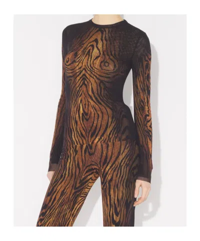 Jean Paul Gaultier Top The Wood In Tulle Stampato Donna In Multi